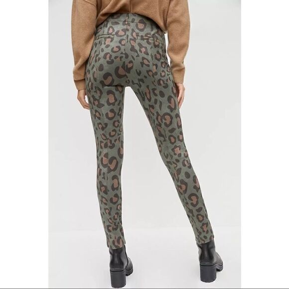 NEW Anthropologie Maeve Leopard Animal Faux Sueded Slim Pants Leggings Size 4 - Picture 3 of 4